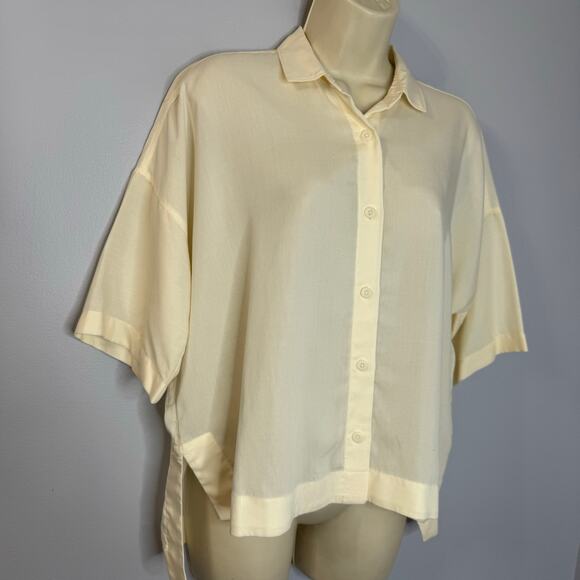 Everlane The Short-Sleeve Square Shirt Relax Butterlite Cream Women's XS - Picture 5 of 13